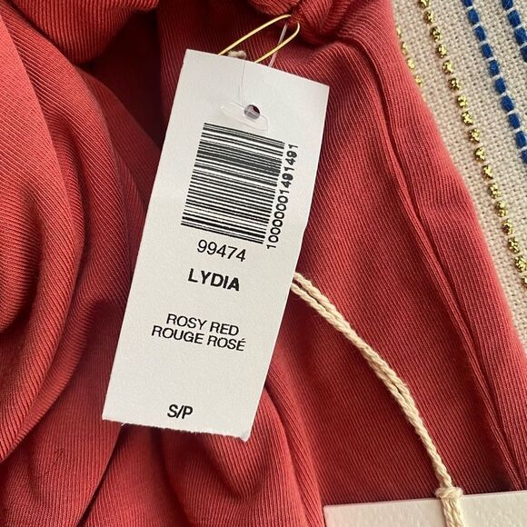 Wilfred Lydia Mini Dress Ruched Rosy Red Rouge Rose Size Small/P - Picture 10 of 13